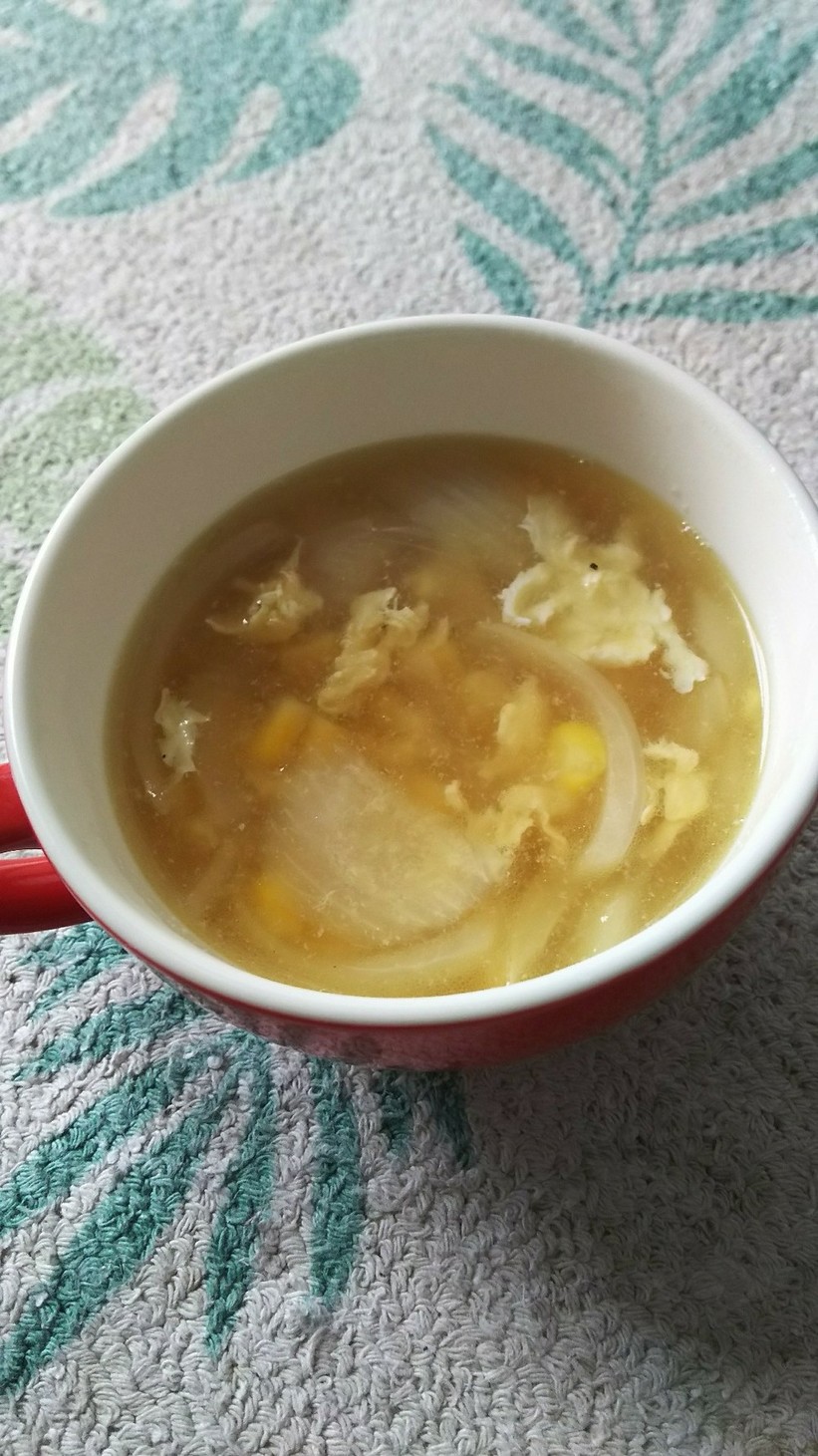 コーンたっぷり！かき玉汁風コンソメスープの画像