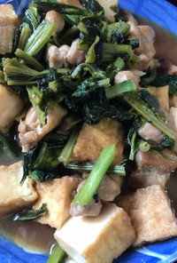 小松菜と厚揚げの鶏肉すき焼き風