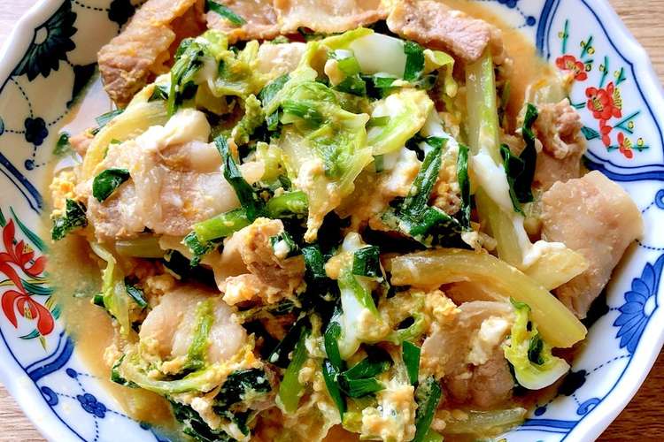 白菜とニラと豚バラの卵とじ レシピ 作り方 By 和食キッチンしのぶ クックパッド 簡単おいしいみんなのレシピが352万品
