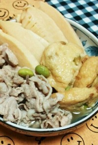筍と豚と豆腐天(がんも､魚河岸揚)の煮物