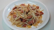 ソーセージと椎茸ともやしのレモン醤油焼きの写真