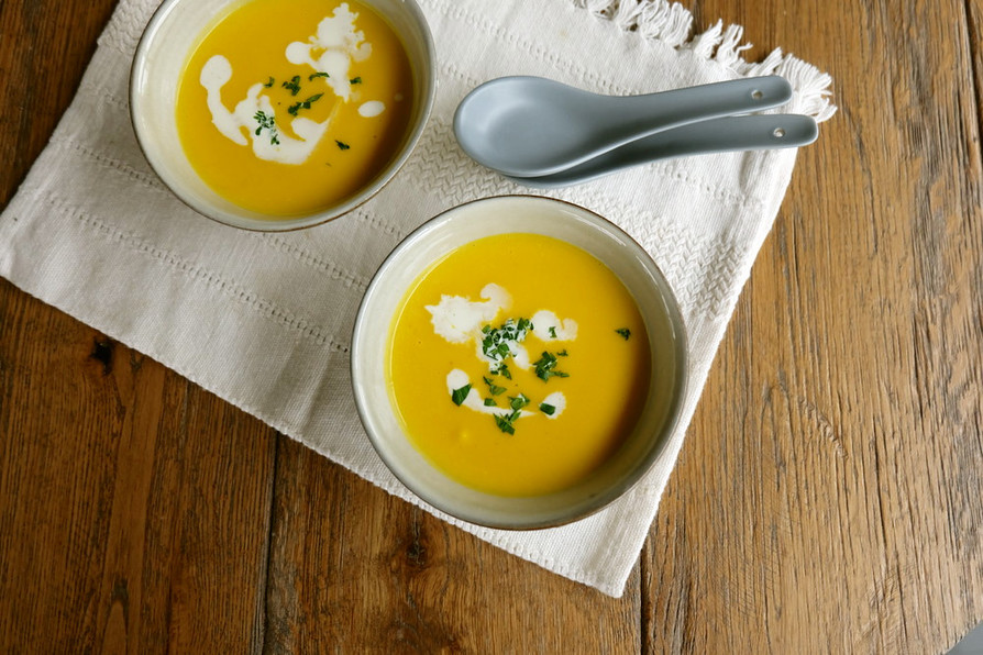 カレー風味のかぼちゃスープの画像