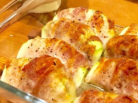 丸ズッキーニの豚バラ巻きグリル