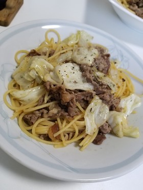 牛肉とキャベツの和風パスタ