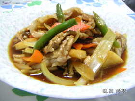 豚肉と野菜のさっと炒め中華風寿司酢漬け