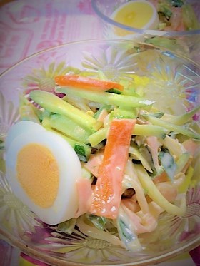 冷やし中華味?きゅうりもやしハムのサラダ