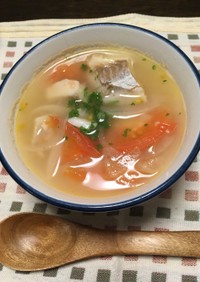 スペイン風♪タラのニンニク塩麹スープ！