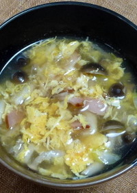 焼豚とブナシメジの中華風かき玉スープ