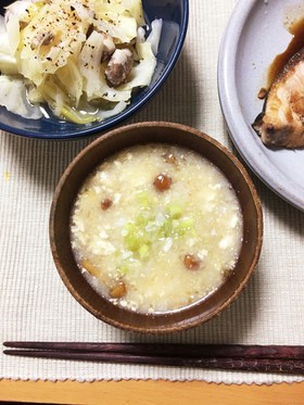 なめことくずし豆腐長芋のすり流し味噌汁
