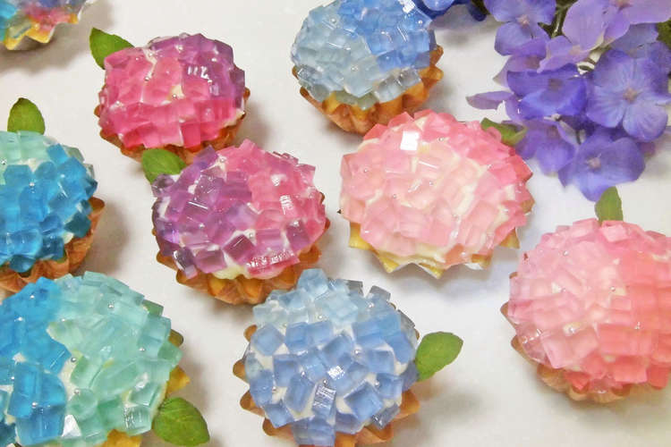 キラキラかわいい 紫陽花カップケーキ レシピ 作り方 By Minly3 クックパッド 簡単おいしいみんなのレシピが365万品