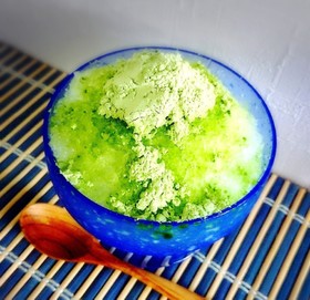 うす茶糖で♪抹茶かき氷