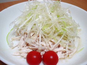 レンジで楽チン♪鶏とねぎサラダ