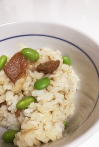 簡単！マグロの角煮と枝豆の混ぜご飯