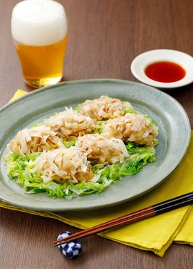 包まず完成♪レンチンキムチ蒸し餃子