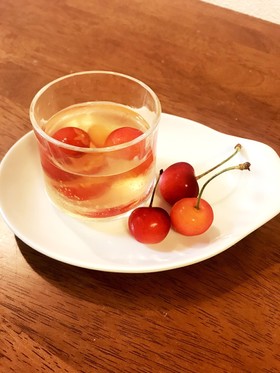 初夏の大人味♪さくらんぼin梅酒ゼリー