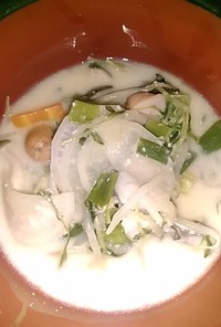 牛乳とキノコの味噌スープ