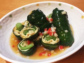 厚揚げと小松菜のロール巻き 和風あんかけ