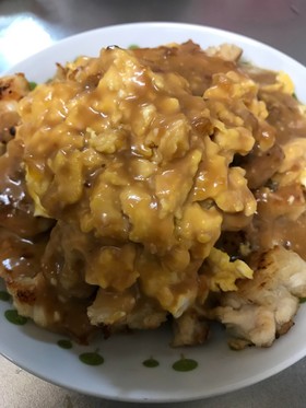 もやし鶏肉卵のマヨポンあんかけ