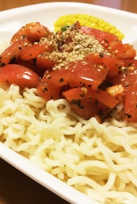 サッポロ一番で作るトマトの冷製パスタ