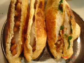 薄揚げ納豆・餅・チーズサンド♪