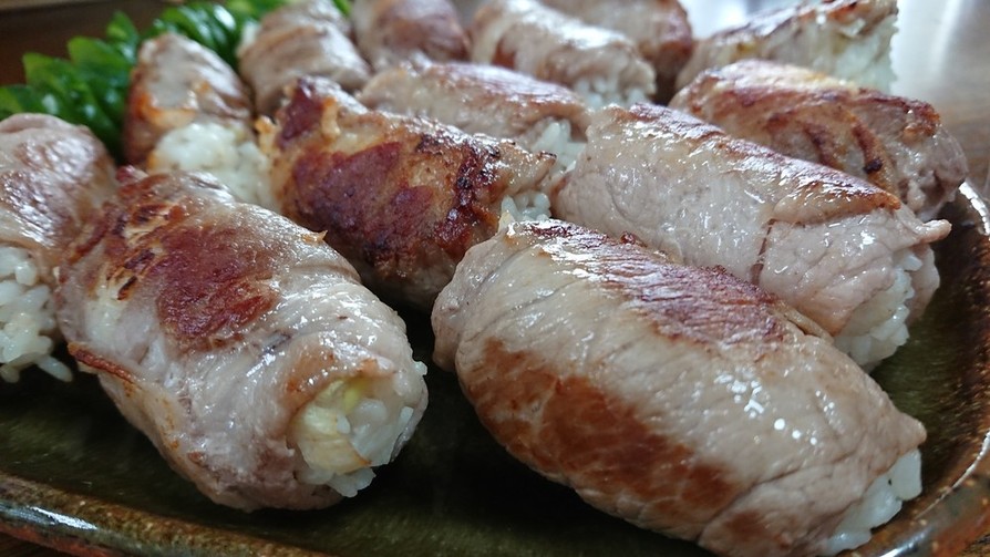 ネギ塩味✨豚肩ロース巻き寿司の画像