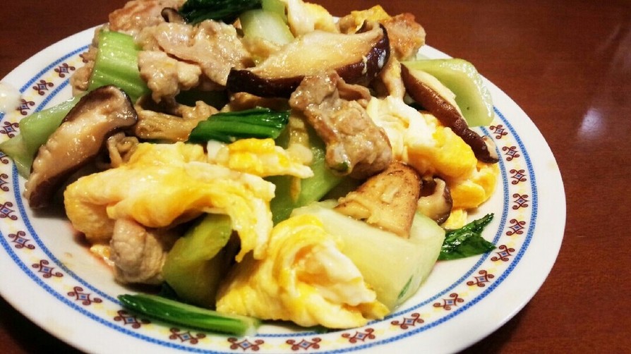 簡単♪青梗菜と豚コマ卵の中華炒めの画像