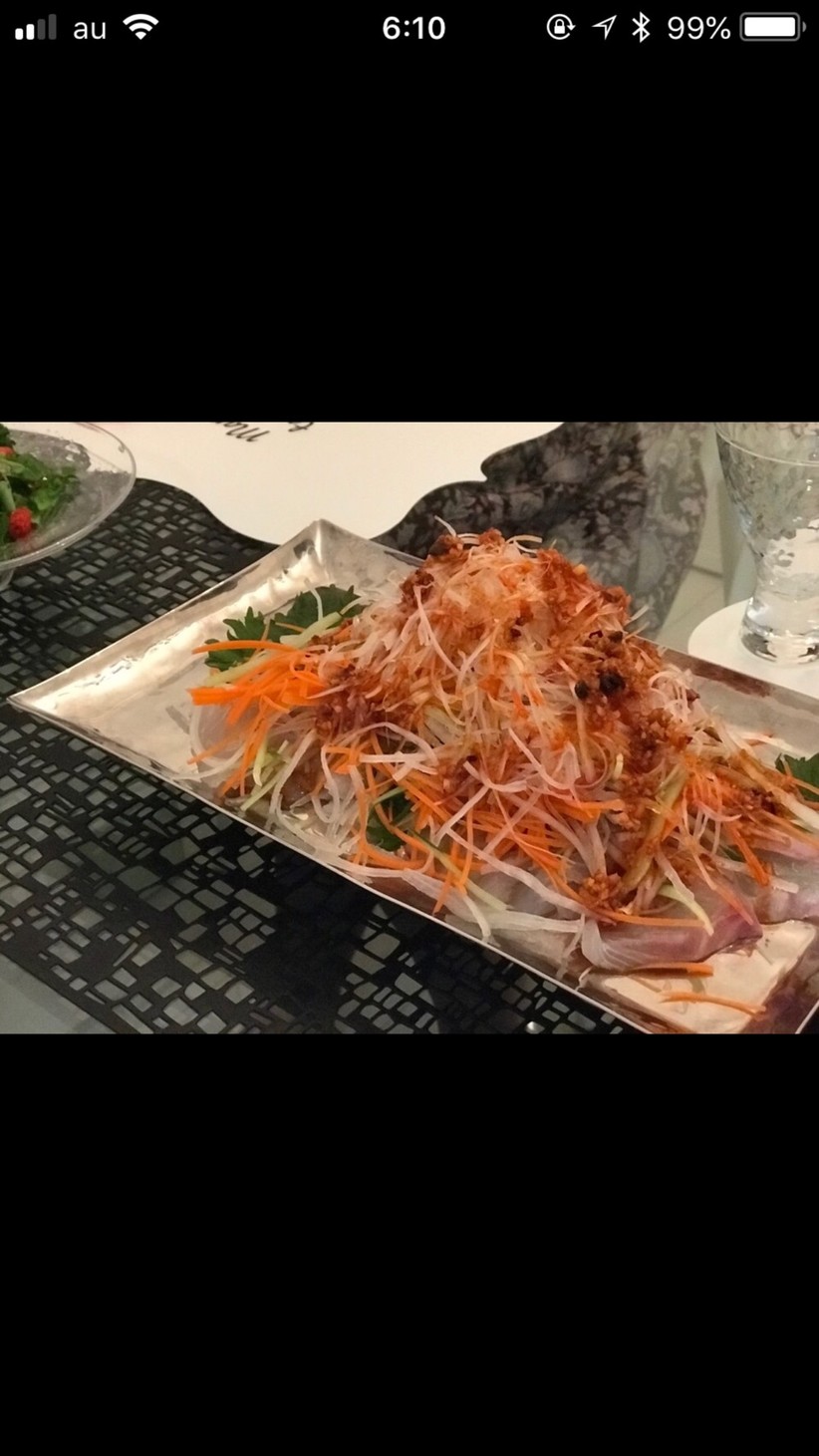 鯛の中華風刺身・食べるラー油ソースの画像
