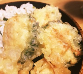 自家製ゴーヤーの肉詰め揚げ