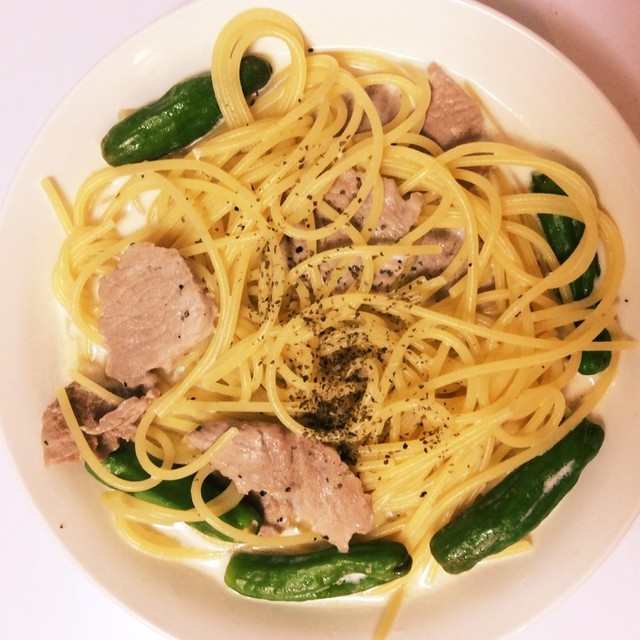 シシトウとヒレ肉のクリームパスタ レシピ 作り方 By Sundayrain クックパッド 簡単おいしいみんなのレシピが360万品