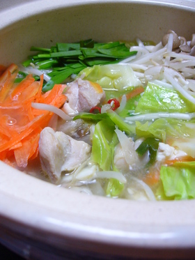 鶏と野菜の 塩にんにく鍋
