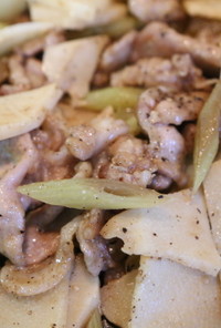 蕗と筍と薄切り豚のオイスターマヨネーズ