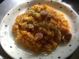スープの素使用!炊飯器でトマトピラフ♪