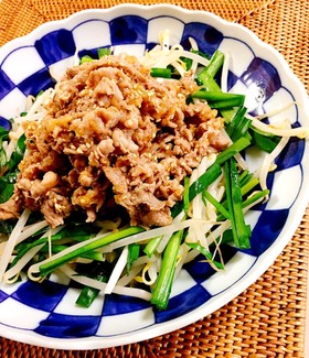 ☆シャッキリ!ニラもやしの牛肉ポン酢☆