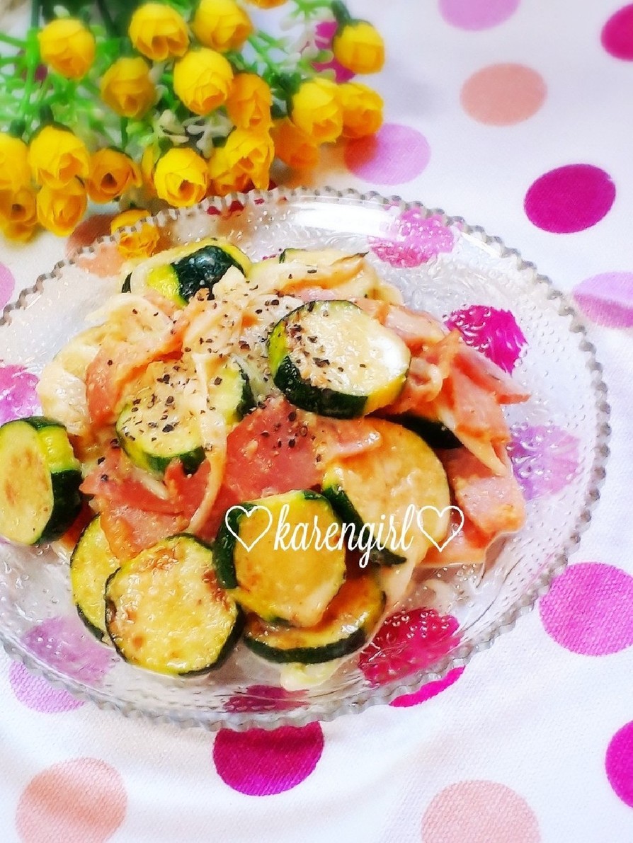 ♡ズッキーニ&ベーコンハニー味噌サラダ♡の画像