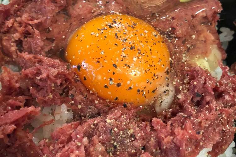 コンビーフのユッケもどき丼 レシピ 作り方 By 電話レンジ 仮 クックパッド