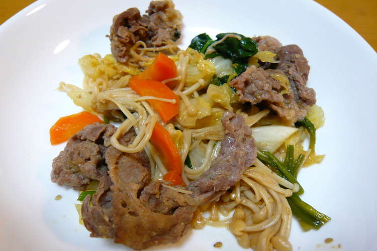 焼肉のたれ ジャン を使い牛肉の野菜炒め レシピ 作り方 By ｈｉｇｈ クックパッド