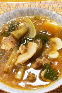 ”ピリ辛”ブタ小間とニンニクのスープ