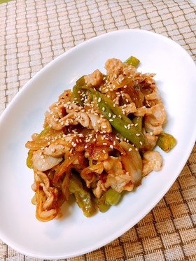 豚肉としし唐炒め✤焼肉タレ+αで極旨✨