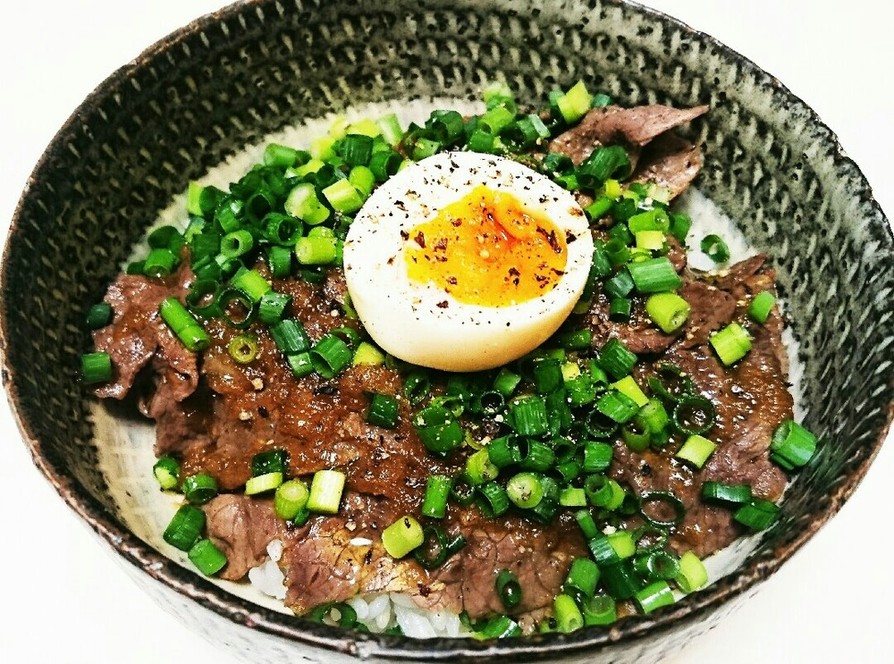 牛薄切り肉で満足ステーキ丼❤の画像