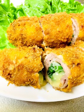 ☆薄切り肉で!ニラ&チーズのロールカツ☆