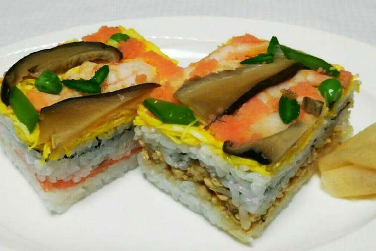 家にある型で簡単 冷凍ok 豪華押し寿司 レシピ 作り方 By 栄養士たっちゃん クックパッド 簡単おいしいみんなのレシピが350万品
