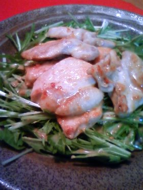 鶏むね肉ニンニク炒めをごまだれサラダで✿