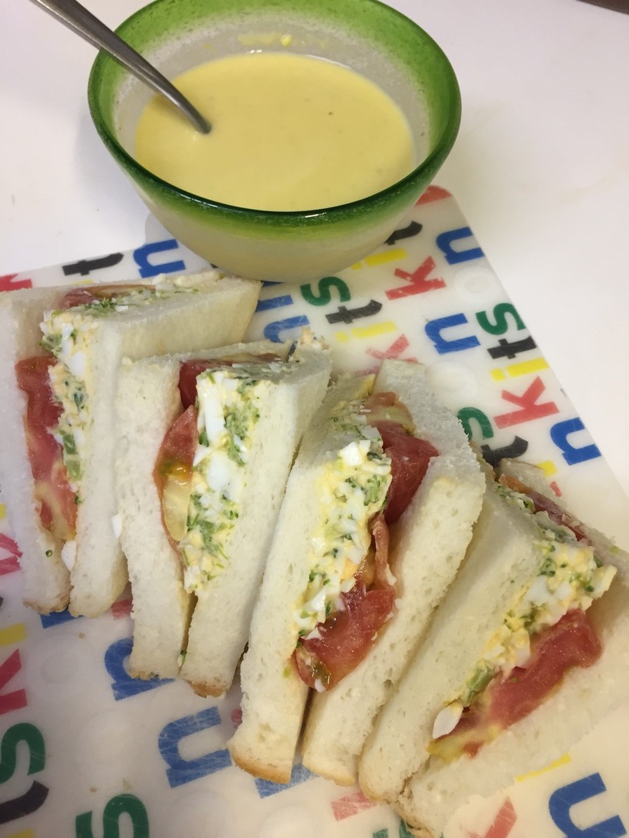 朝食ランチ♪ブロッコリーと卵サンドイッチの画像