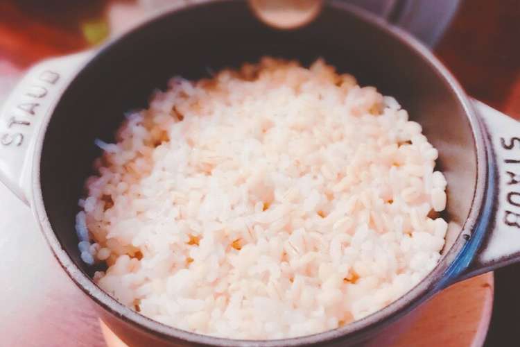 鍋炊き もち麦5割のごはん レシピ 作り方 By ゆうcafe クックパッド