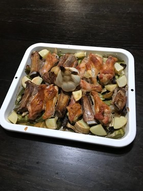 とり手羽と豚のスペアリブdeオーブン焼き