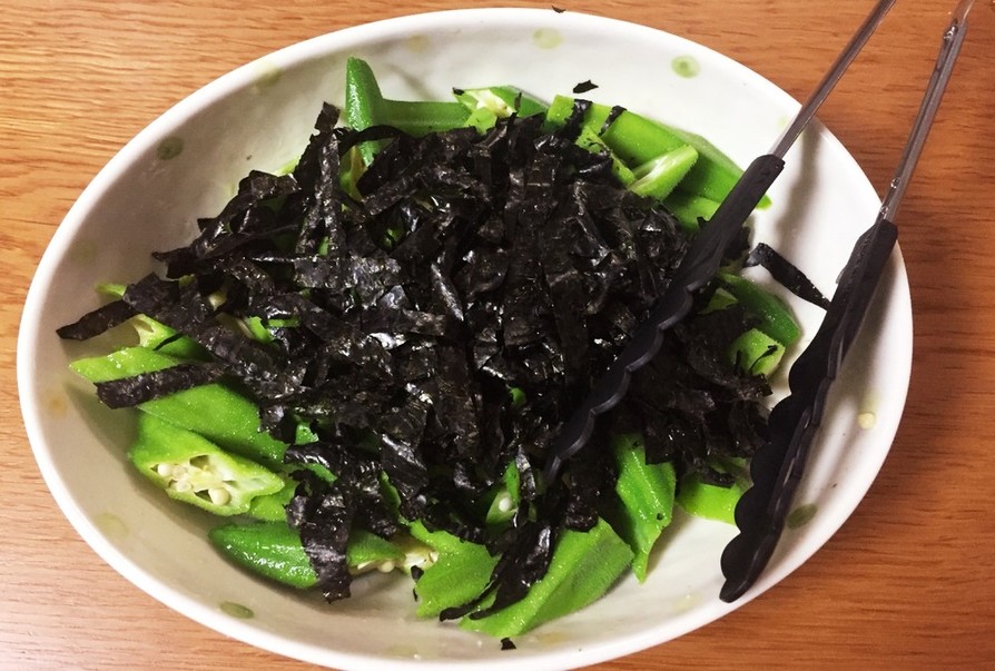 海苔たっぷり オクラの韓国風サラダの画像
