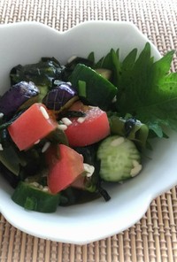 夏野菜とワカメの塩麹サラダ