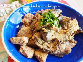 15分で♪鶏もも肉とナスのピリ辛ごま♡