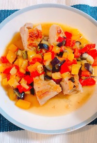 ❀夏野菜と鶏肉のオリーブオイル炒め❀