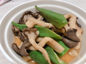 【ヘルシー】ヒラタケとオクラのポン酢炒め